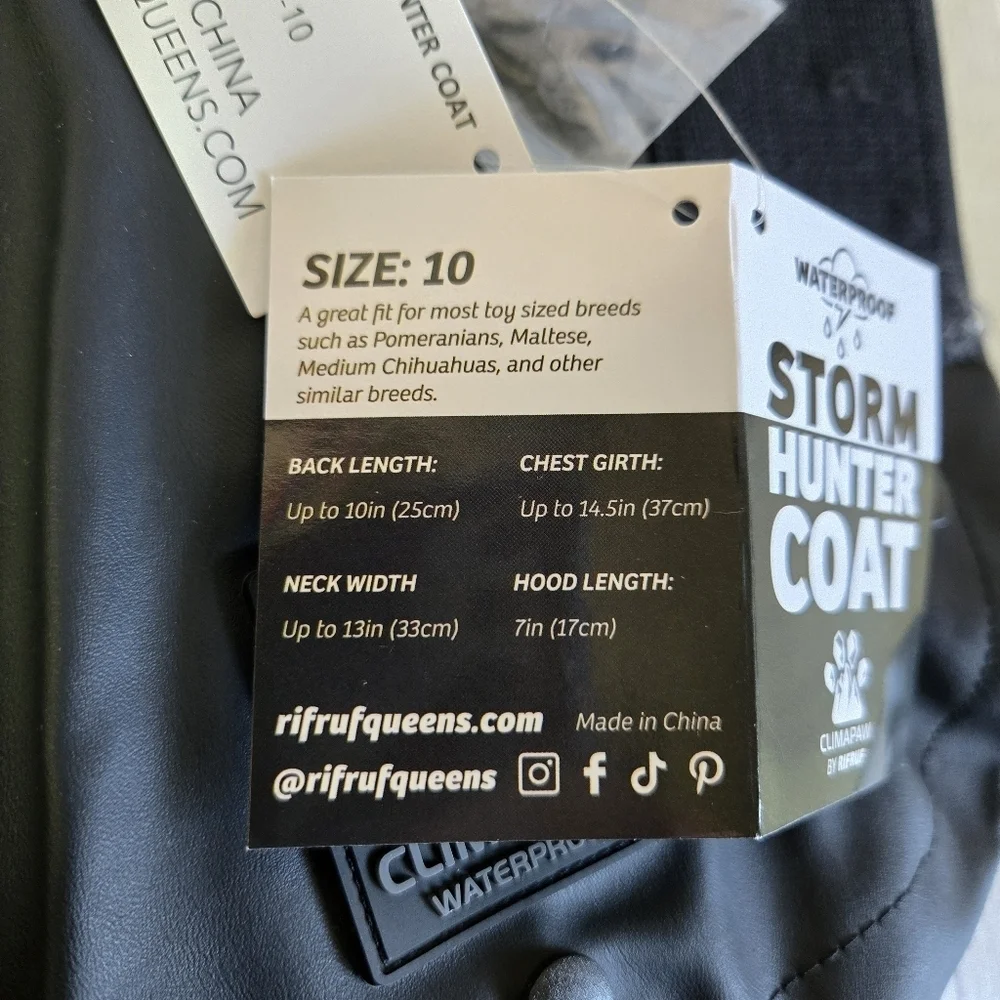 RIFRUF | Stormhunter Dog Raincoat in Truffle (black) sz 10
